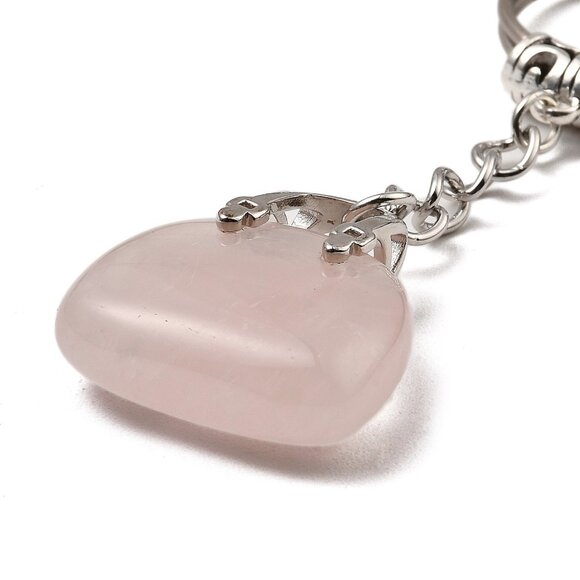 NWOT Big Natural Rose Quartz Purse Bag Keychain Pendant Charm Mix&Match 2/$20 - Picture 2 of 3